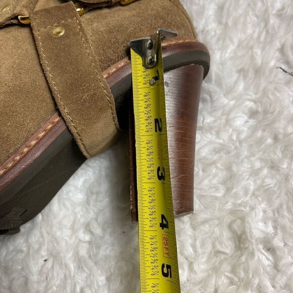 Talbots Brown Leather Suede mid calf Boots. Side zipper gold tone accent SZ 9.5 - Picture 6 of 11